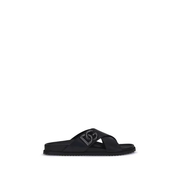 サンダル Dolce & Gabbana FW25 Leather slides (A80525A9Q67 80999) Brown Leather slides with logo Dolce & Gabbana - Vitkac AS